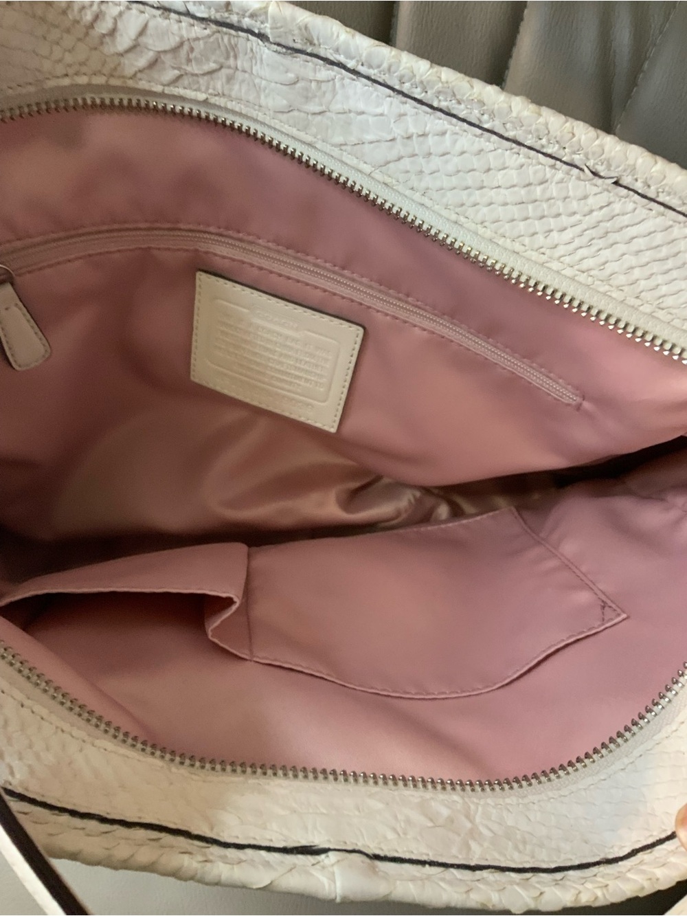 Coach hobo Python- embossed Leather Shoulder Bag with Silver Logo - Picture 6 of 7